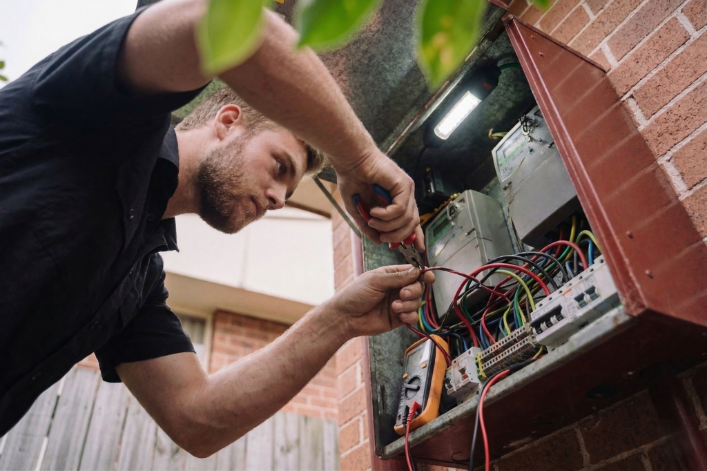 Gymea electrician performing electrical work